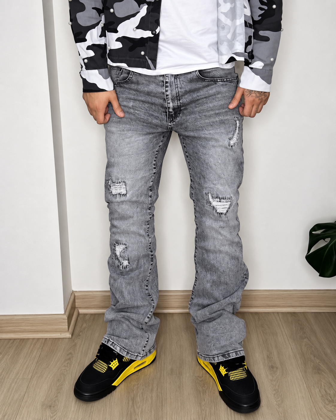 FLARED JEANS GRIS
