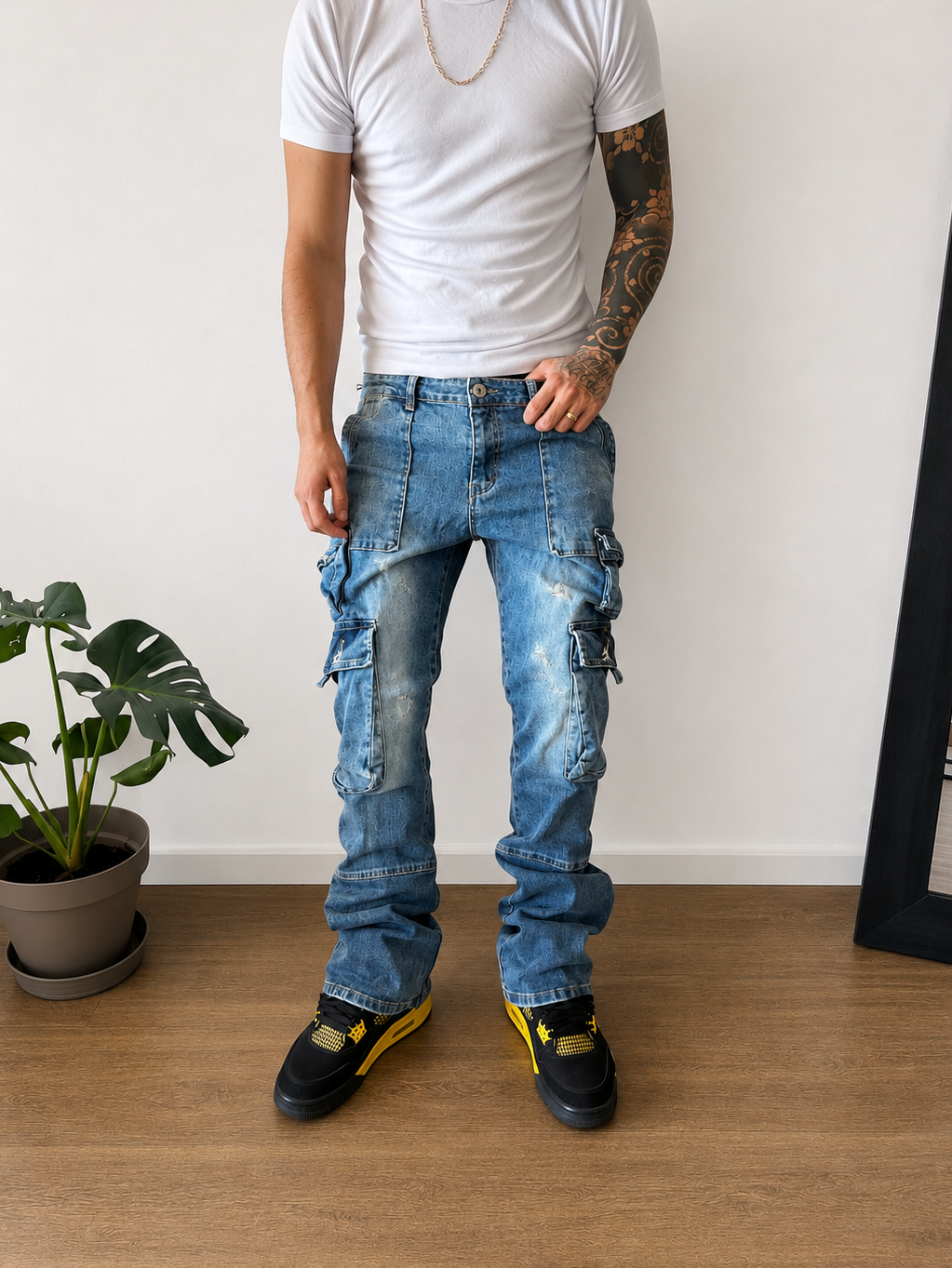 Jeans cargo Flare Azul