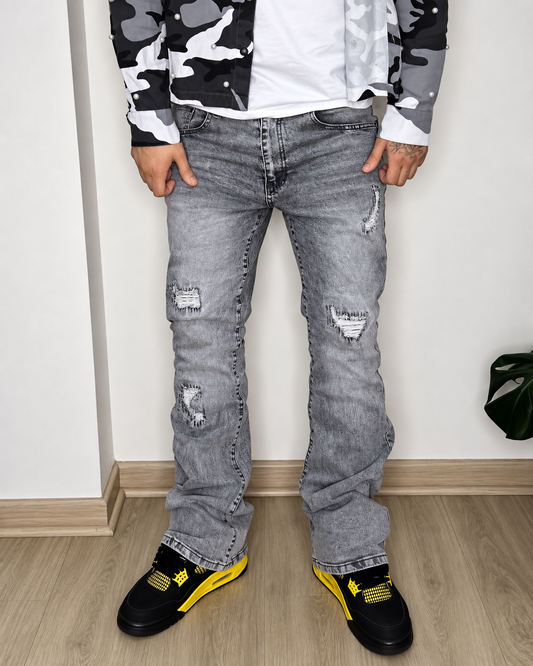 FLARED JEANS GRIS